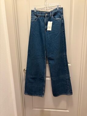 Zara Dark Blue Wide Leg Jeans